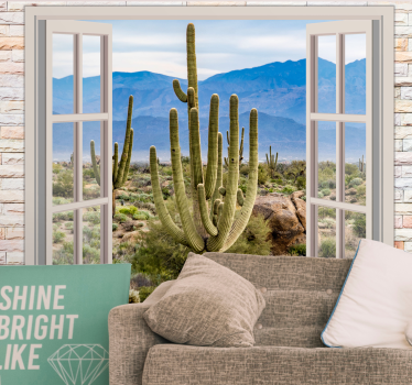 Foto mural 3d Paisaje con cactus - TenVinilo