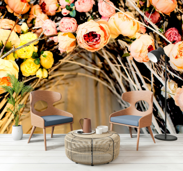 Foto mural 3d Pasillo con rosas - TenVinilo