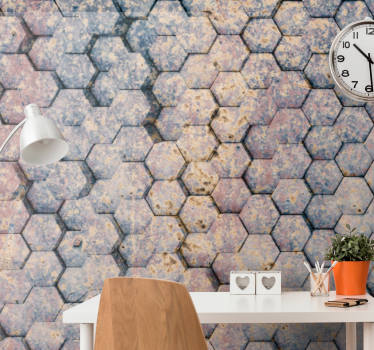 Foto mural 3d Patrón industrial bloque hexagonal - TenVinilo