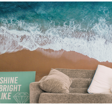 Foto mural 3d Playa con pasillo de tronco de madera - TenVinilo
