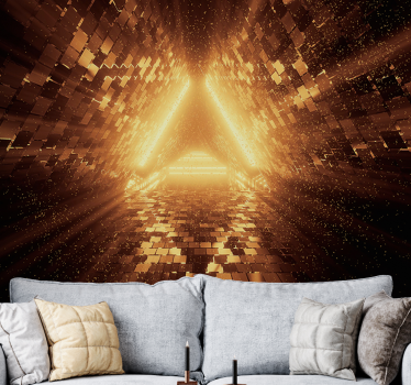 Foto mural 3d Portal de luz de neón naranja - TenVinilo