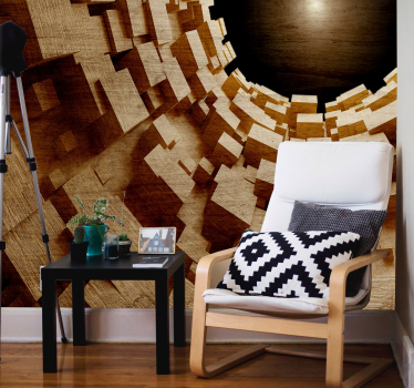Foto mural 3d Túnel de madera efecto 3d - TenVinilo