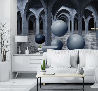 Foto mural 3d bolas oscuras flotantes - TenVinilo
