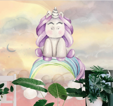 Fotomural de fantasía Unicornio bebé colorido - TenVinilo