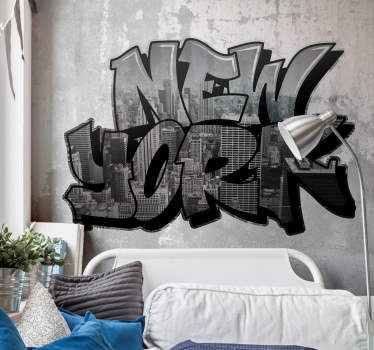 Fotomural New York Graffiti con vista a la ciudad - TenVinilo