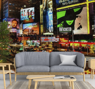 Mural New York luces de noche - TenVinilo