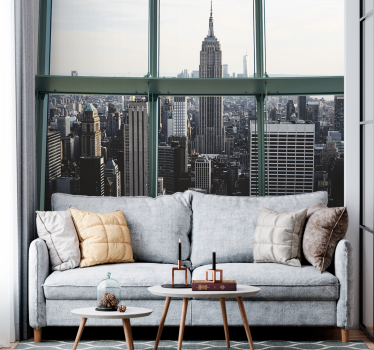 Fotomural New York Ventana gris - TenVinilo