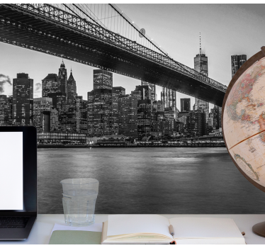 Fotomural para despacho Tonos de east river en blanco y negro - TenVinilo