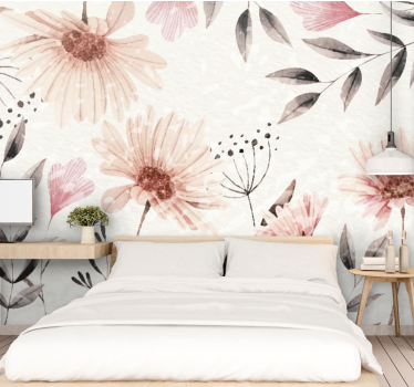 Fotomural salón Acuarela flores fabulosas - TenVinilo