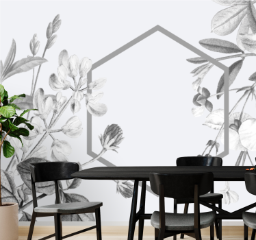 Fotomural salón Ilustración de planta elegante monocolor - TenVinilo