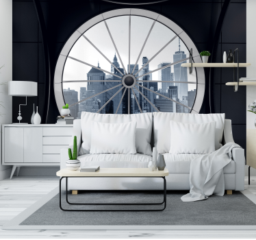 Papel pintado 3D ventana vistas rascacielos NY - TenVinilo