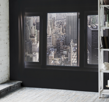 Papel pintado 3D ventanas vistas a Nueva York - TenVinilo