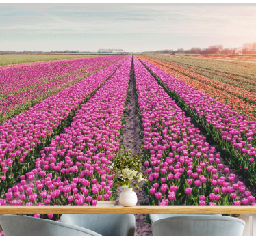 Fotomural tulipanes Campo de línea de tulipán - TenVinilo