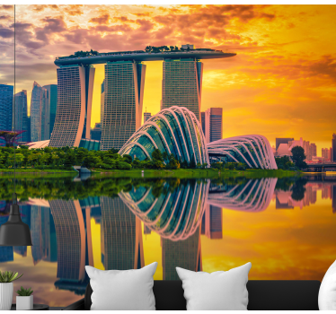 Fotomurales de ciudades Reflejos de la ciudad de singapur en down - TenVinilo