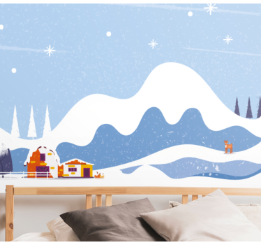 Fotomurales infantiles Montañas nevadas con carpas - TenVinilo