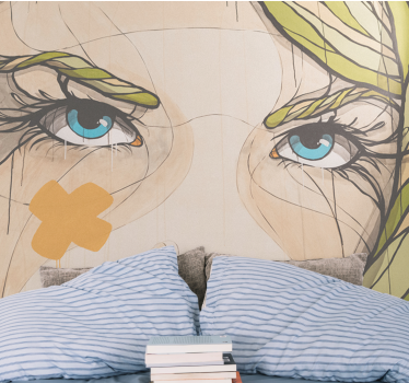 Mural arte clásico Retrato de ojos de mujer colorida - TenVinilo