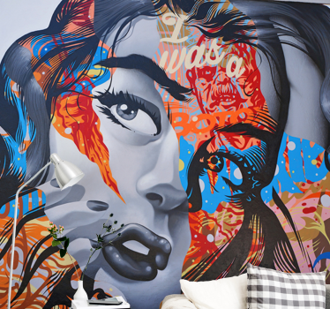 Mural arte urbano Arte pop mujer retrato graffiti - TenVinilo