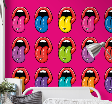Mural arte urbano Labios multicolores pop art - TenVinilo