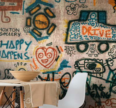 Mural arte urbano Mezcla de diseños de graffiti - TenVinilo