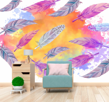 Mural arte urbano Plumas de salpicaduras - TenVinilo