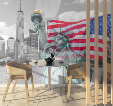 Mural ciudad New York Estatua Libertad - TenVinilo