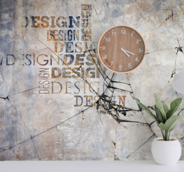 Mural moderno Pared agrietada con texto - TenVinilo
