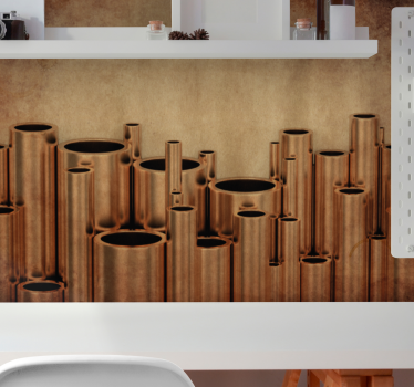 Mural moderno Tubos de cobre industriales en blanco - TenVinilo