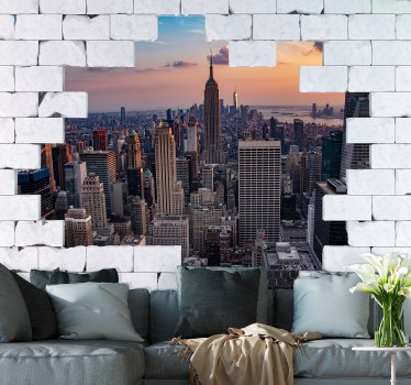 Mural new york atardecer en el skyline de nueva york - TenVinilo