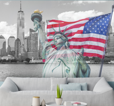 Mural New York bandera americana - TenVinilo