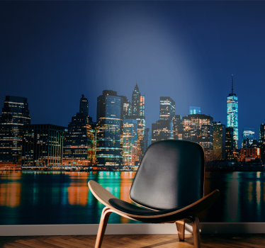 Mural new york horizonte nocturno - TenVinilo