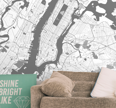 Mural new york mapa detallado de nueva york - TenVinilo
