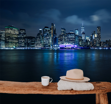 Mural new york paisaje nocturno de nueva york - TenVinilo