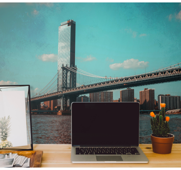 Mural New York perspectiva del puente de brooklyn - TenVinilo