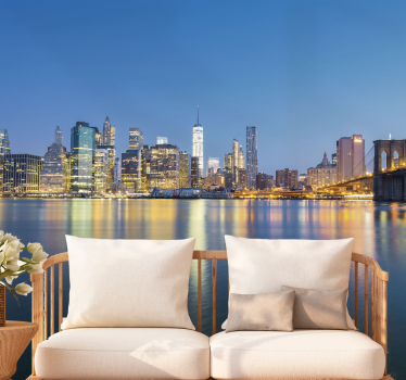 Mural new york puente de brooklyn y skyline urbano - TenVinilo