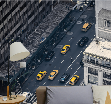 Mural New York taxis amarillos ocupados - TenVinilo