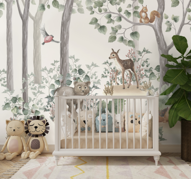 Mural para bebé animales en el bosque - TenVinilo