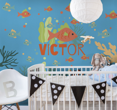 Mural para bebé aventura de peces en el océano - TenVinilo