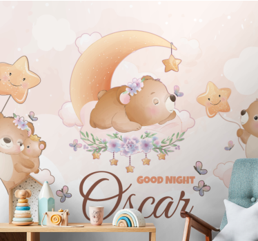 Mural para bebé colección oso dormilón - TenVinilo