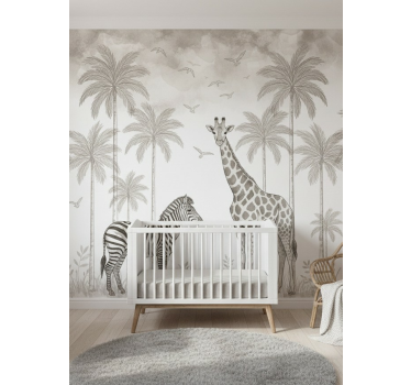 Mural para bebé estampado jungla monocromática - TenVinilo