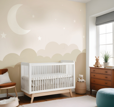 Mural para bebé nubes con estrellas - TenVinilo