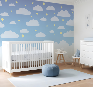 Mural para bebé nubes y estrellas - TenVinilo