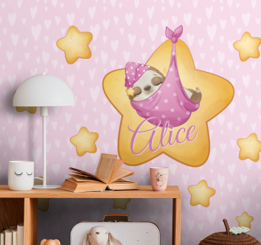 Mural para bebé perezoso en estrella - TenVinilo