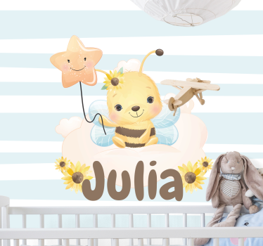 Mural para bebé personaje de abeja adorable - TenVinilo
