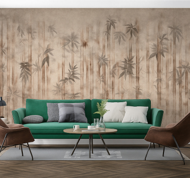 Mural para salón bosque de bambú vintage - TenVinilo