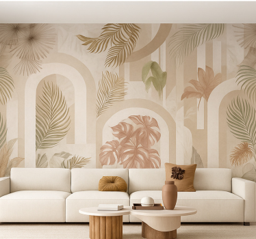 Mural para salón diseño de arcos de jungla - TenVinilo