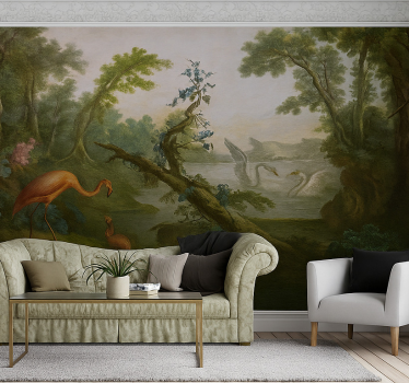 Mural para salón diseño de paraíso tropical - TenVinilo