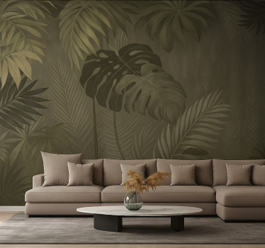 Mural para salón exuberante selva tropical - TenVinilo