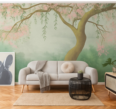 Mural para salón flor de cerezo etérea - TenVinilo