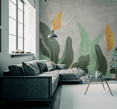 Fotomural salón las plantas en concreto - TenVinilo