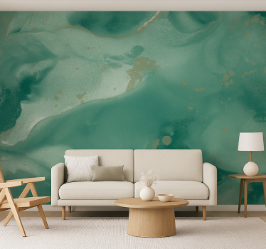 Mural para salón remolinos de mármol esmeralda - TenVinilo